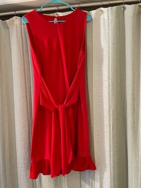 Vince Camuto Red Sleeveless Tie Front Ruffle Hem Dress Size 12